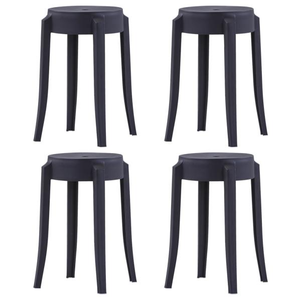 ARDEBO.de - Stapelbare Hocker 4 Stk. Schwarz Kunststoff
