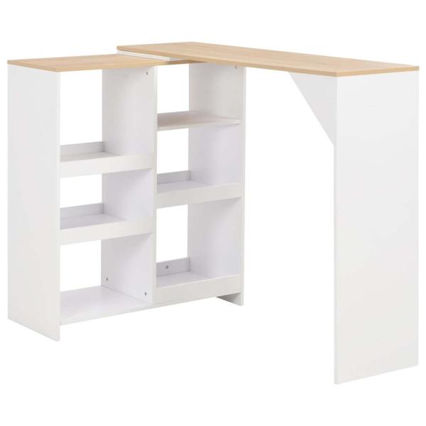 ARDEBO.de - Bartisch mit Beweglichem Regal Weiß 138x39x110 cm