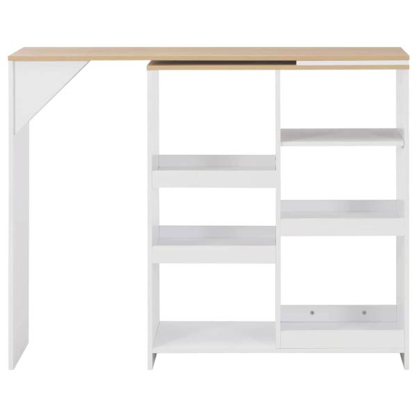 Bartisch mit Beweglichem Regal Weiß 138x39x110 cm