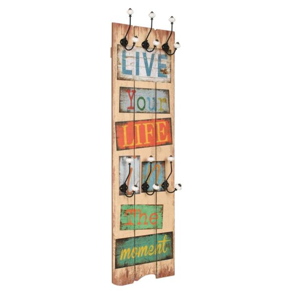 ARDEBO.de - Wandgarderobe mit 6 Haken 120 x 40 cm "LIVE LIFE"