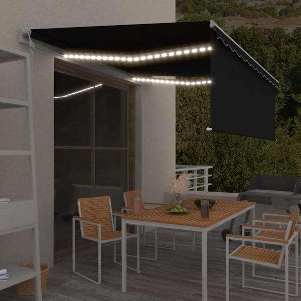 ARDEBO.de - Markise Automatisch mit Rollo LED Windsensor 4x3 m Anthrazit