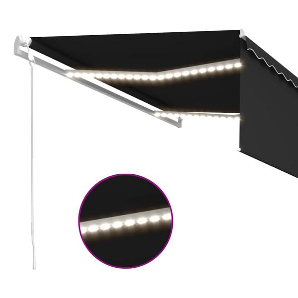 Markise Automatisch mit Rollo LED Windsensor 4x3 m Anthrazit