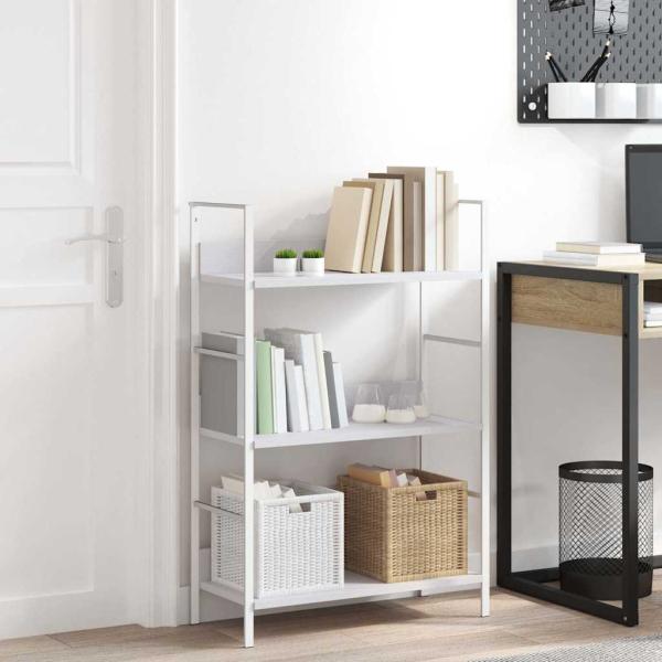 ARDEBO.de - Bücherregal 3 Regalböden Weiß 60×27,6×90,5 cm Holzwerkstoff