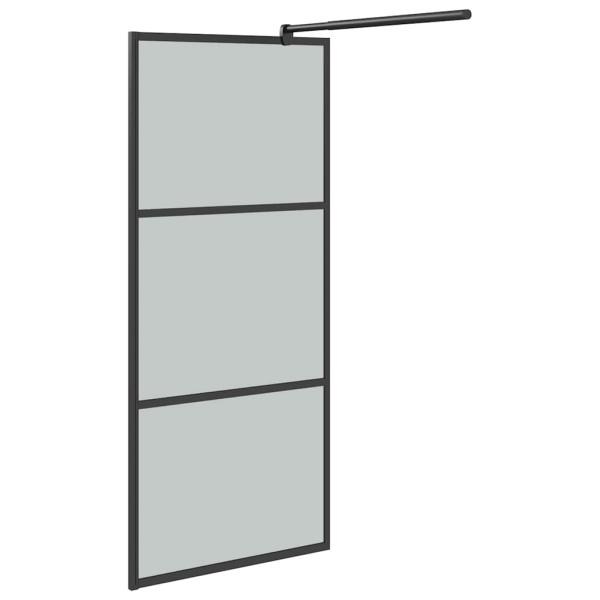 Duschwand für Walk-In Dusche 90x195 cm Dunkel ESG Glas Schwarz