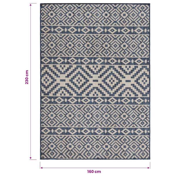 Outdoor-Teppich Flachgewebe 160x230 cm Blau Gestreift