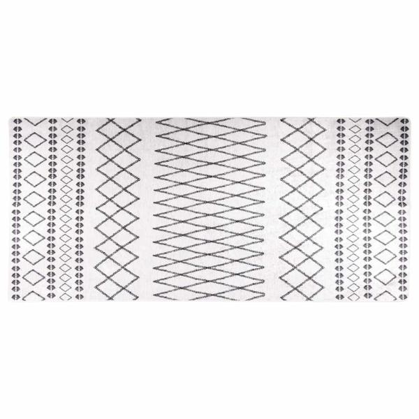 ARDEBO.de - Teppich Waschbar 80x300 cm Weiß und Schwarz