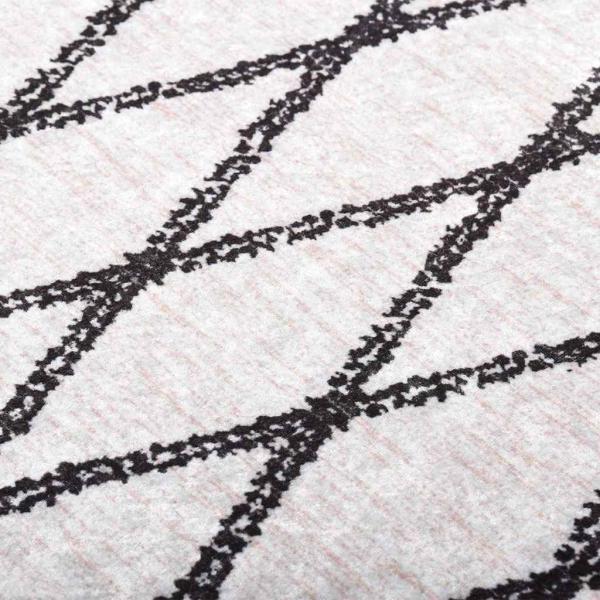 Teppich Waschbar 80x300 cm Weiß und Schwarz