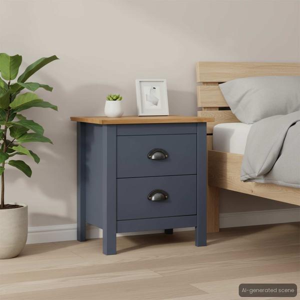 ARDEBO.de - Nachttisch Hill Grau 46x35x49,5 cm Massivholz Kiefer
