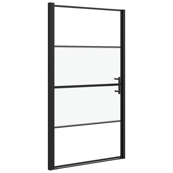 Duschtür 100x178 cm Halbmatt Hartglas Schwarz