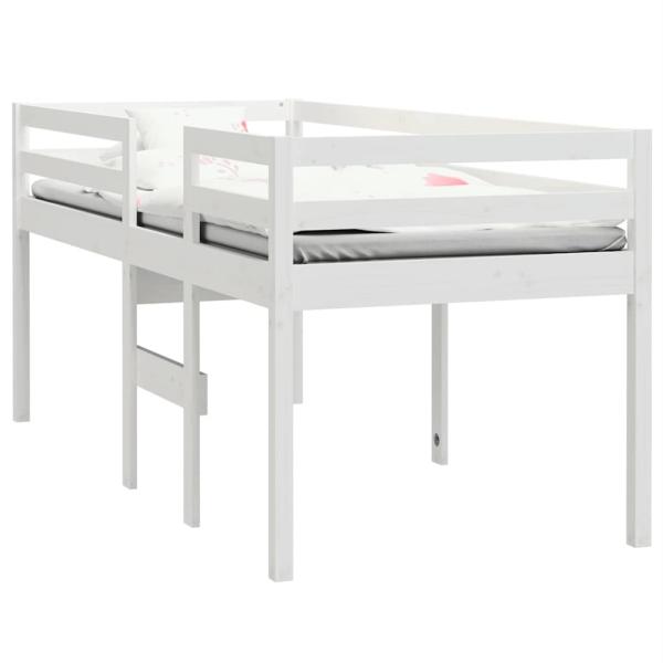 Hochbett Weiß 90x200 cm Massivholz Kiefer