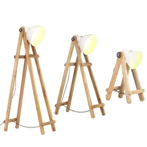 Stehlampen 3 Stk. Weiß E27 Mango Massivholz