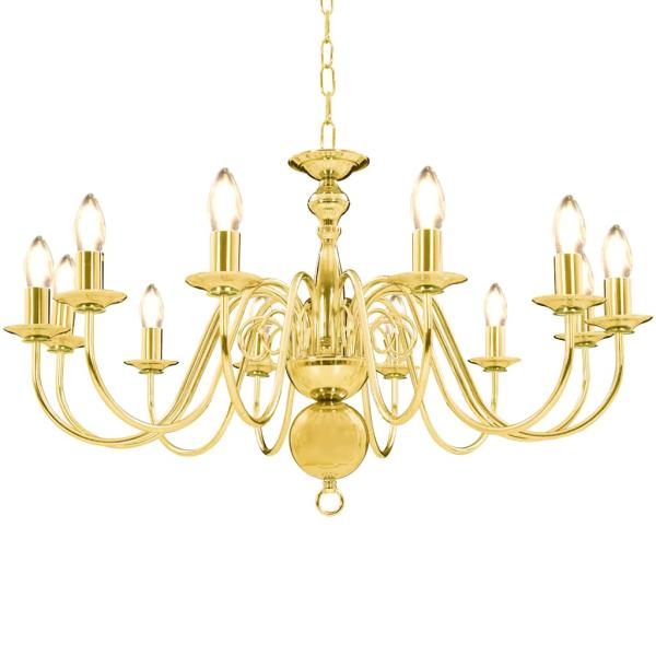 ARDEBO.de - Kronleuchter Golden 12 x E14-Glühbirnen
