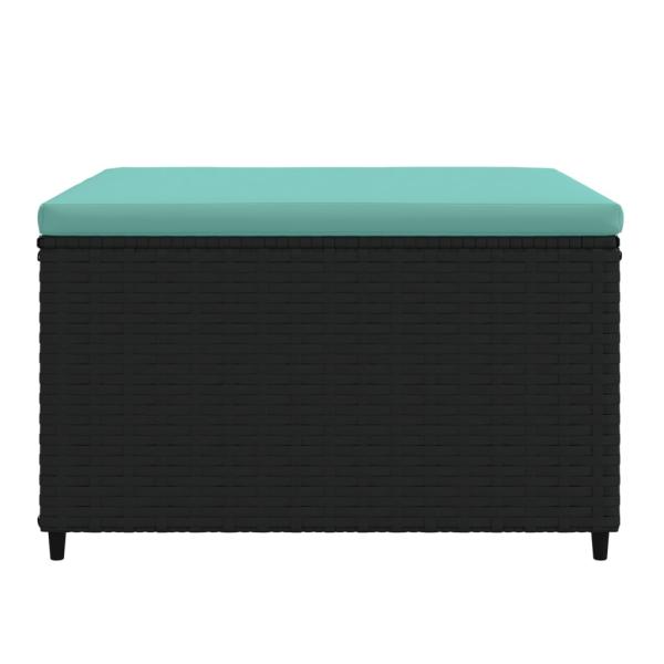 Gartenhocker mit Kissen Schwarz Poly Rattan