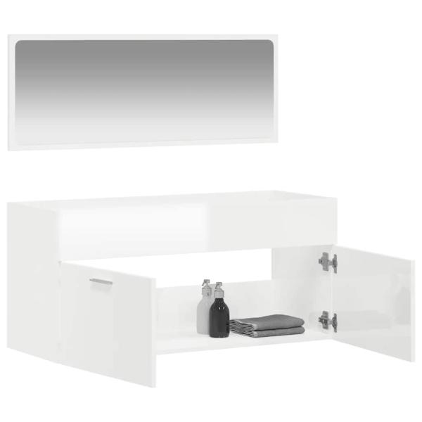 Badschrank mit Spiegel Hochglanz-Weiß Holzwerkstoff