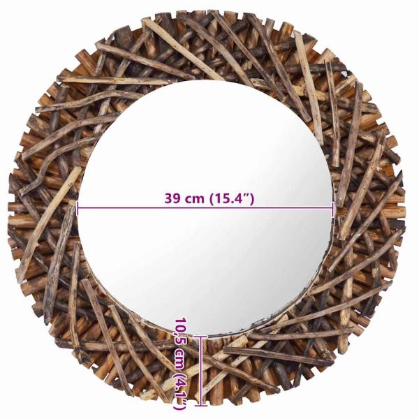 Wandspiegel 60 cm Teak Rund