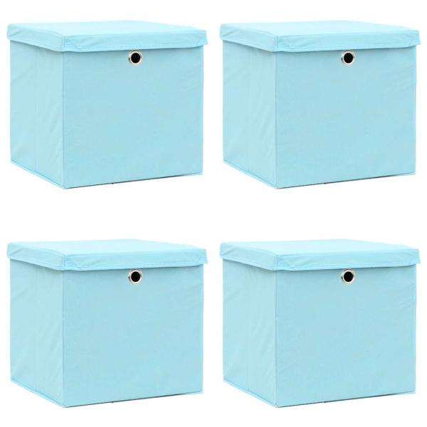 ARDEBO.de - Aufbewahrungsboxen mit Deckeln 4 Stk. 28x28x28 cm Babyblau