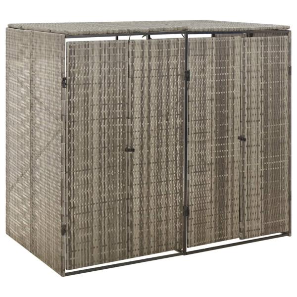 ARDEBO.de - Mülltonnenbox für 2 Tonnen Grau 140x80x117 cm Poly Rattan