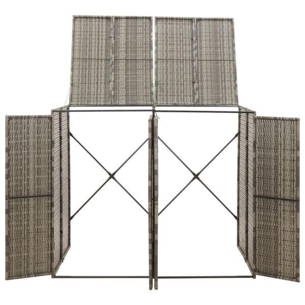 Mülltonnenbox für 2 Tonnen Grau 140x80x117 cm Poly Rattan