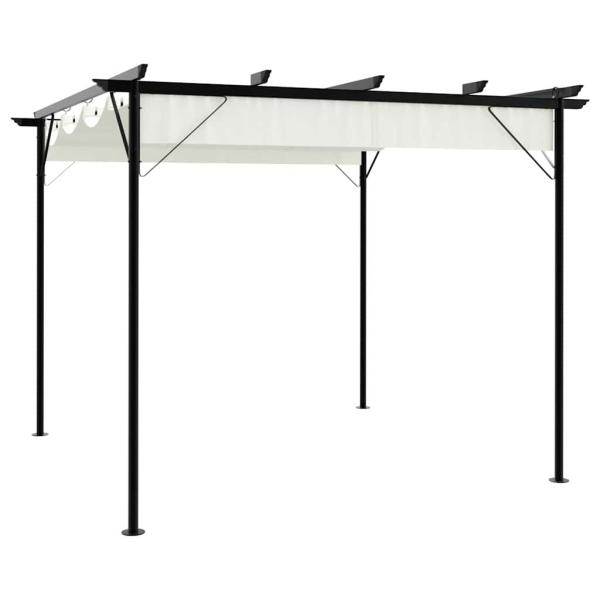 ARDEBO.de - Pergola mit Versenkbarem Dach Cremeweiß 3x3 m Stahl