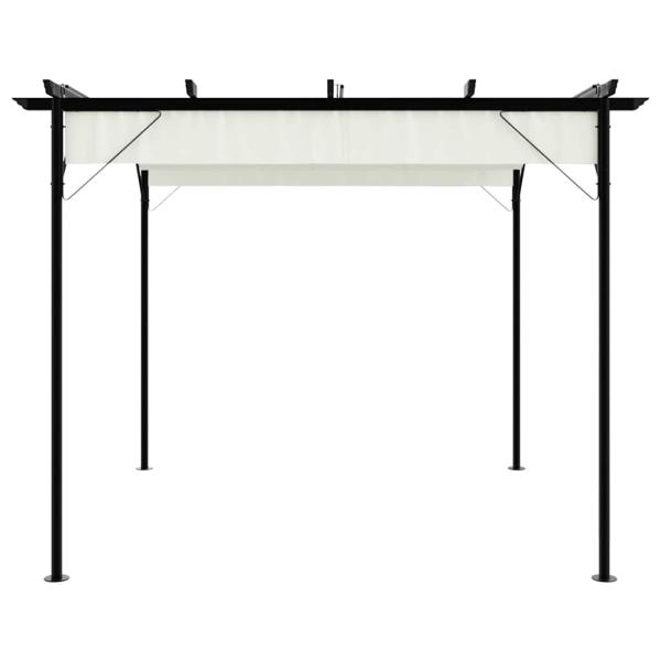 Pergola mit Versenkbarem Dach Cremeweiß 3x3 m Stahl