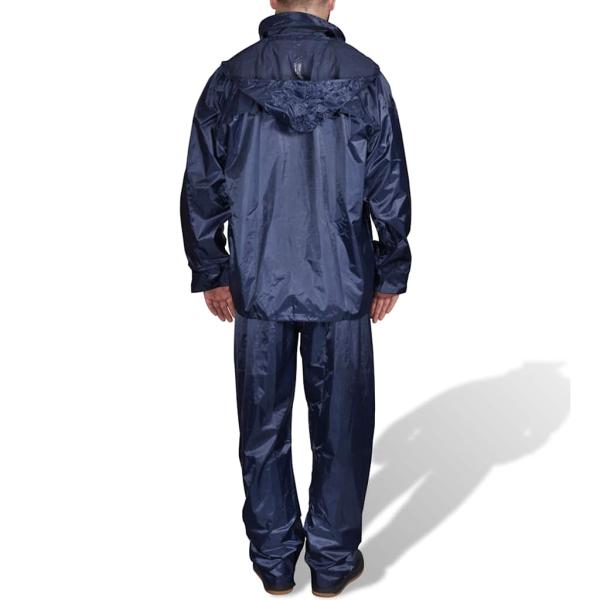 Blaue Regenbekleidung für Männer 2-teilig mit Kapuze Größe XL