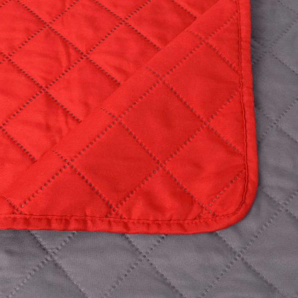 Zweiseitige Tagesdecke Gesteppt Rot und Grau 170x210 cm