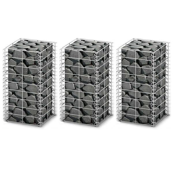 ARDEBO.de - Gabionen-Set 3-tlg. Verzinkter Draht 25×25×50 cm