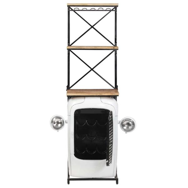 Traktor-Weinschrank Weiß 49x31x172 cm Raues Mangoholz
