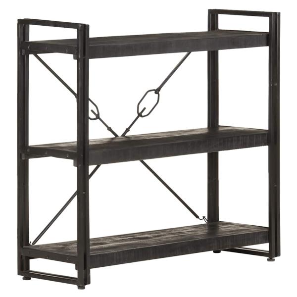 ARDEBO.de - Bücherregal 3 Fächer Schwarz 90x30x80 cm Mango Massivholz
