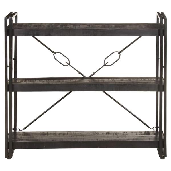 Bücherregal 3 Fächer Schwarz 90x30x80 cm Mango Massivholz