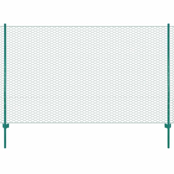 ARDEBO.de - Maschendrahtzaun mit Pfosten Stahl 25 x 1,5 m Grün