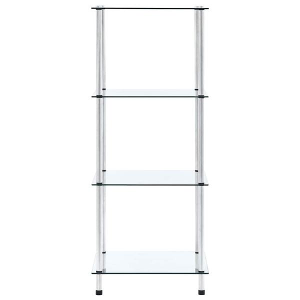 Regal mit 4 Ablagen Transparent 40x40x100 cm Hartglas
