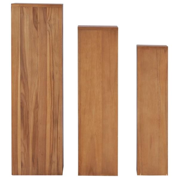 3-tlg. Pflanzenständer-Set Massivholz Teak