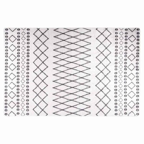 ARDEBO.de - Teppich Waschbar Schwarz und Weiß 160x230 cm