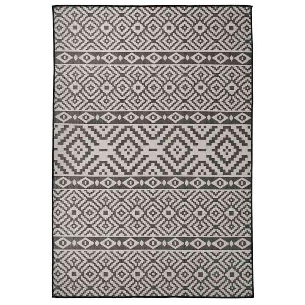 ARDEBO.de - Outdoor-Teppich Flachgewebe 160x230 cm Schwarz Gestreift