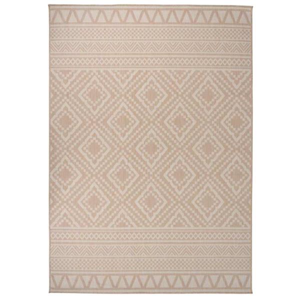 ARDEBO.de - Outdoor-Teppich Flachgewebe 140x200 cm Braun Gestreift