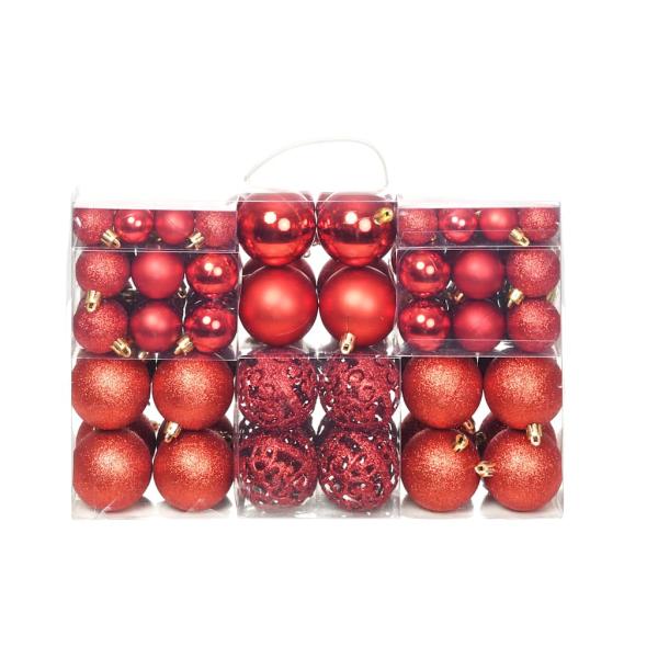 ARDEBO.de - 100-tlg. Weihnachtskugel-Set 3/4/6 cm Rot