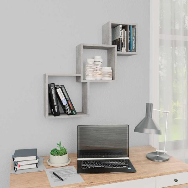 ARDEBO.de - W?rfel-Wandregale Betongrau 68x15x68 cm Holzwerkstoff