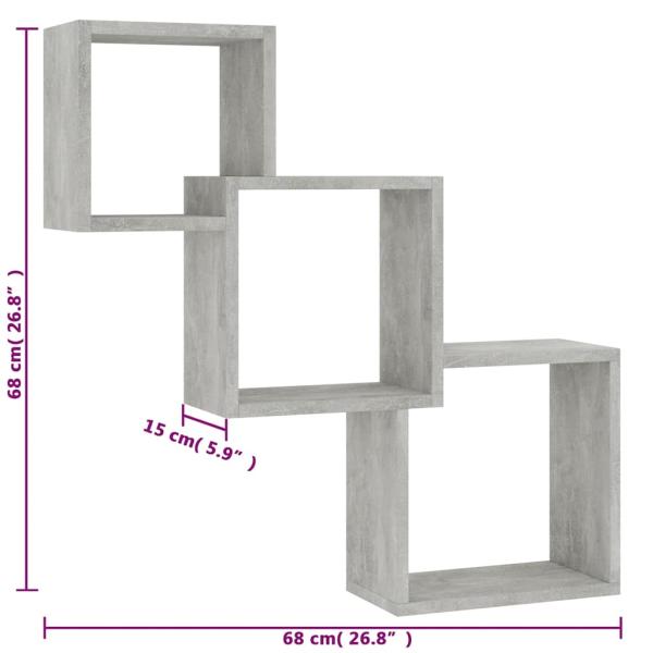 W?rfel-Wandregale Betongrau 68x15x68 cm Holzwerkstoff