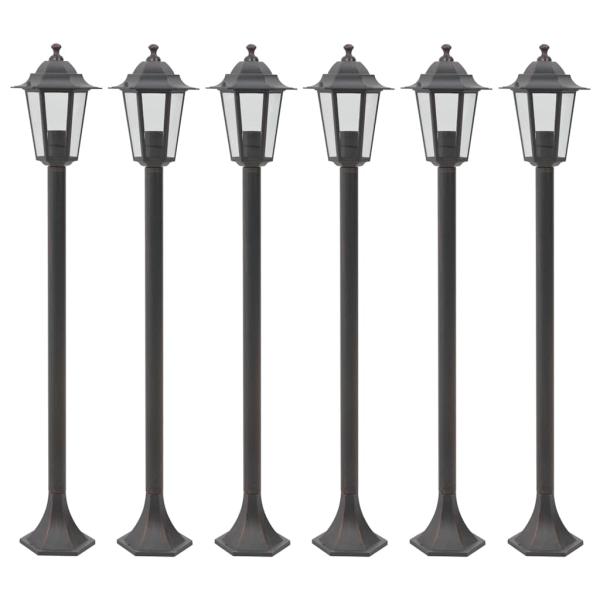 ARDEBO.de - Garten-Pollerleuchte 6 Stk. E27 110 cm Aluminium Bronzefarben