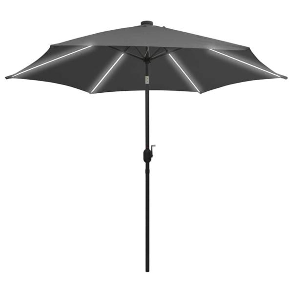Sonnenschirm mit LED-Beleuchtung und Alu-Mast 300 cm Anthrazit