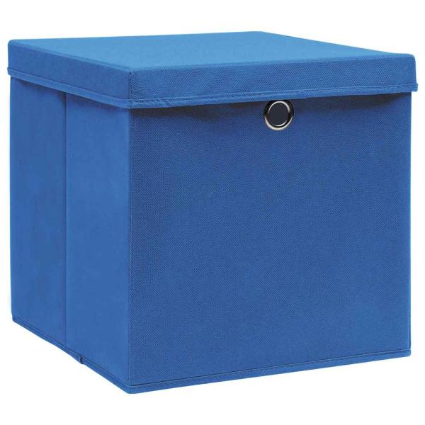 Aufbewahrungsboxen mit Deckeln 4 Stk. Blau 32x32x32 cm Stoff