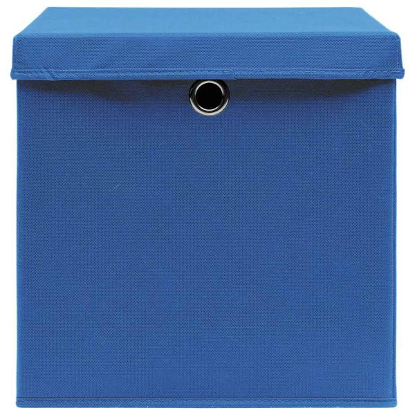 Aufbewahrungsboxen mit Deckeln 4 Stk. Blau 32x32x32 cm Stoff