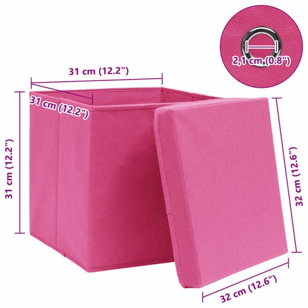 Aufbewahrungsboxen mit Deckeln 4 Stk. Rosa 32x32x32 cm Stoff