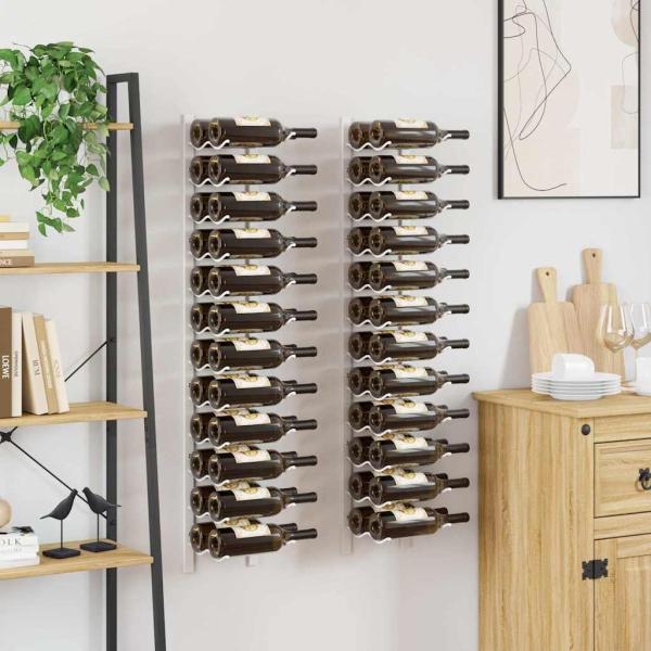 Wand-Weinregal für 24 Flaschen 2 Stk. Weiß Eisen