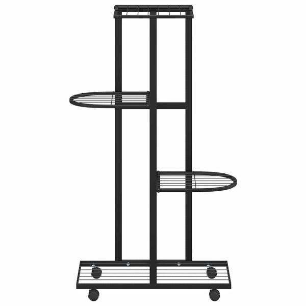 Blumenständer 4-Etagen mit Rollen 44x23x80 cm Schwarz Eisen