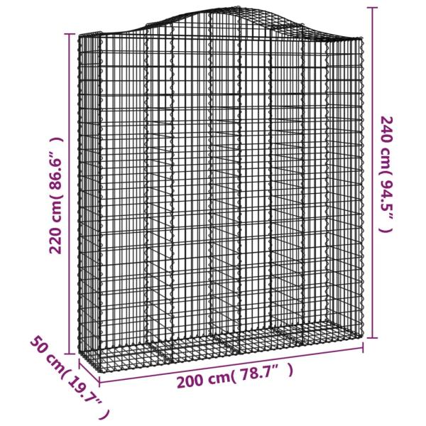 Gabione mit Hochbogen 200x50x220/240 cm Verzinktes Eisen
