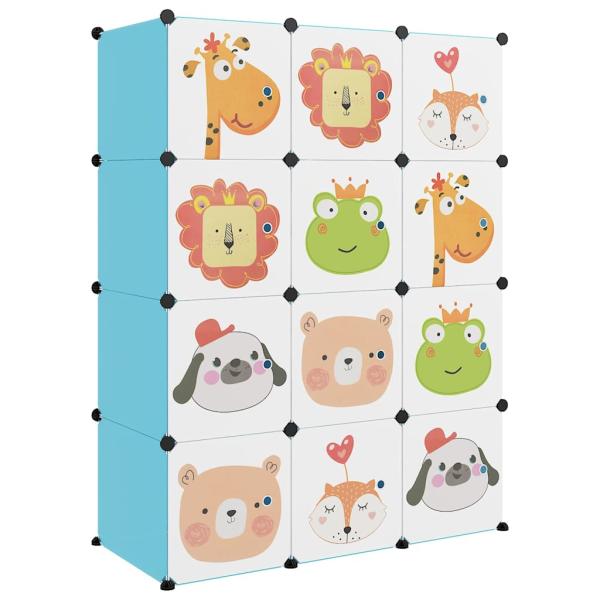 Kinderschrank Modular mit 12 Würfeln Blau PP