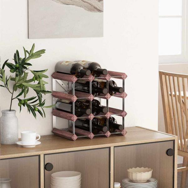 Weinregal für 12 Flaschen Braun Massivholz Kiefer