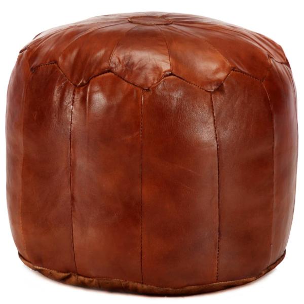 ARDEBO.de - Pouf Hellbraun 40 x 35 cm Echtes Ziegenleder